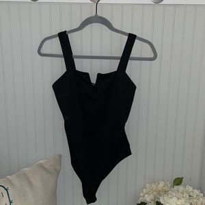NEW WITH TAGS Nasty Gal Black V Neck Bodysuit